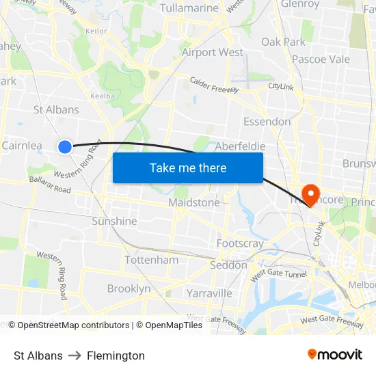 St Albans to Flemington map