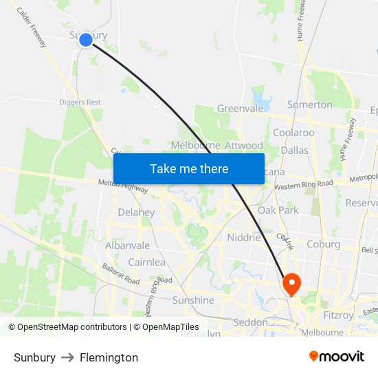 Sunbury to Flemington map