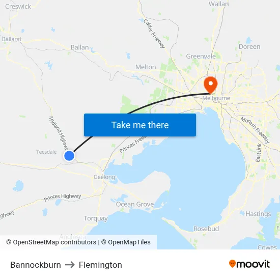 Bannockburn to Flemington map