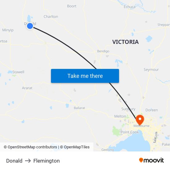 Donald to Flemington map