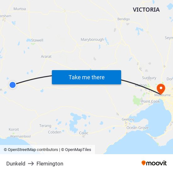 Dunkeld to Flemington map