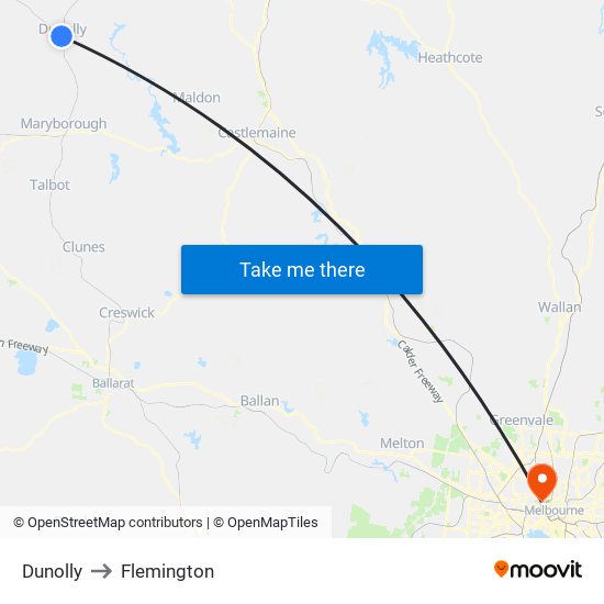 Dunolly to Flemington map