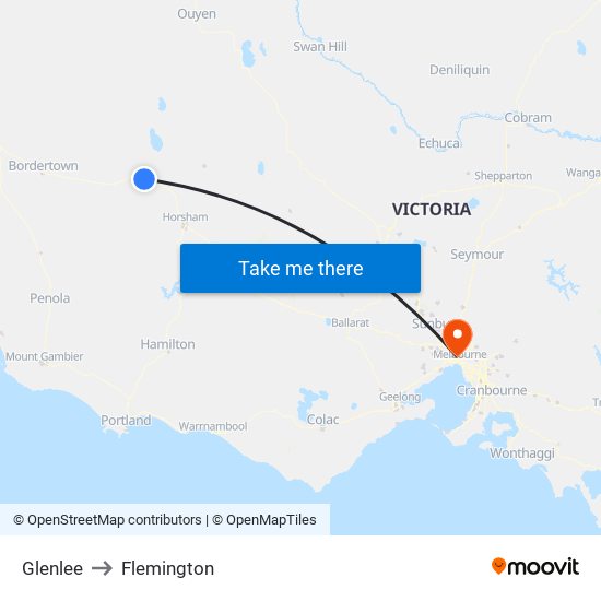 Glenlee to Flemington map