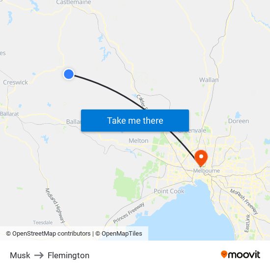 Musk to Flemington map