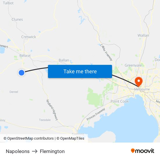 Napoleons to Flemington map