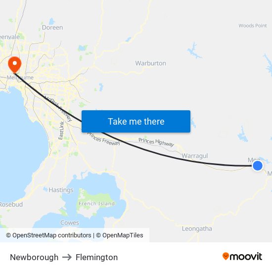 Newborough to Flemington map