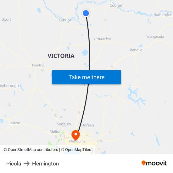 Picola to Flemington map