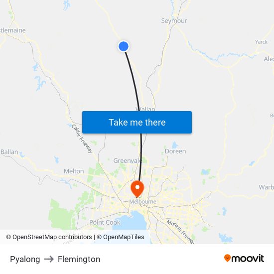 Pyalong to Flemington map