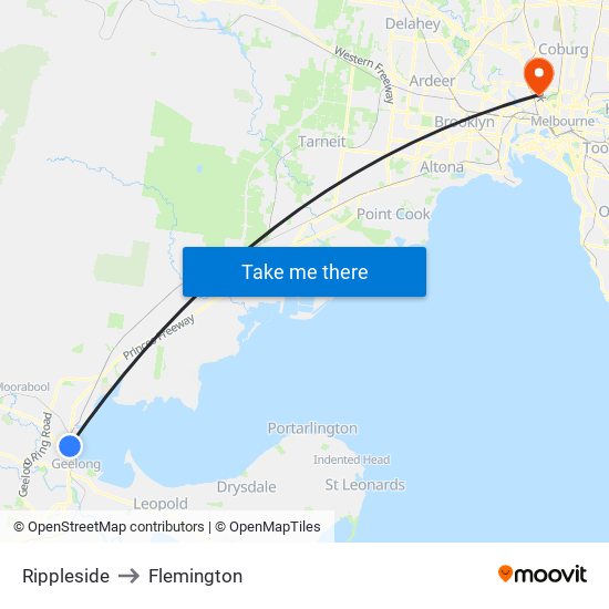 Rippleside to Flemington map