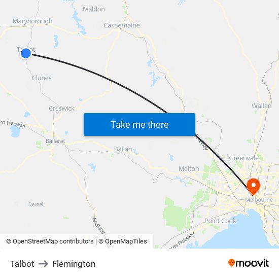 Talbot to Flemington map