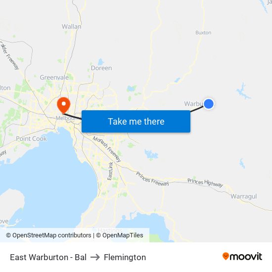 East Warburton - Bal to Flemington map