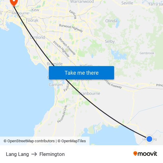 Lang Lang to Flemington map