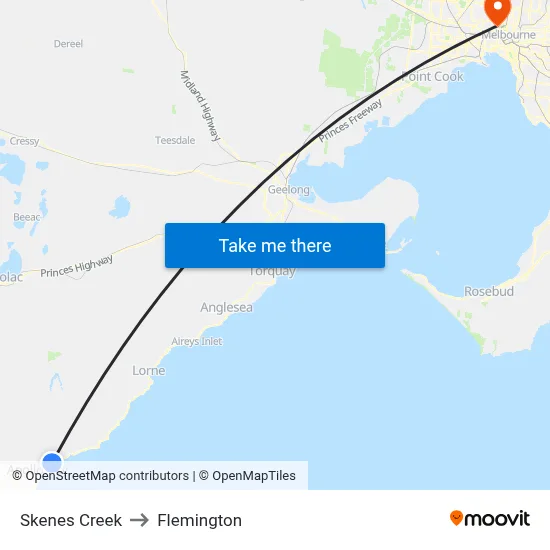 Skenes Creek to Flemington map