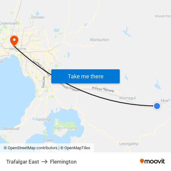 Trafalgar East to Flemington map