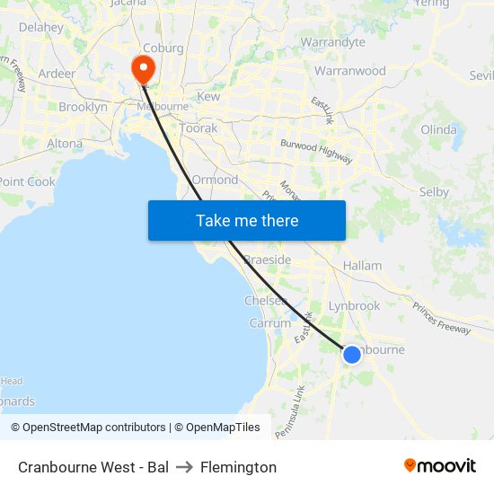 Cranbourne West - Bal to Flemington map