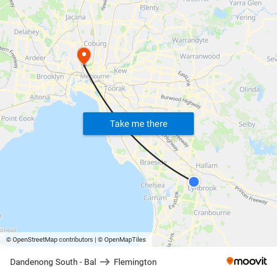 Dandenong South - Bal to Flemington map