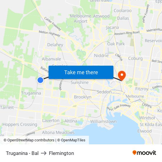 Truganina - Bal to Flemington map