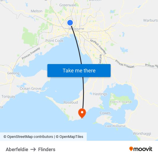 Aberfeldie to Flinders map