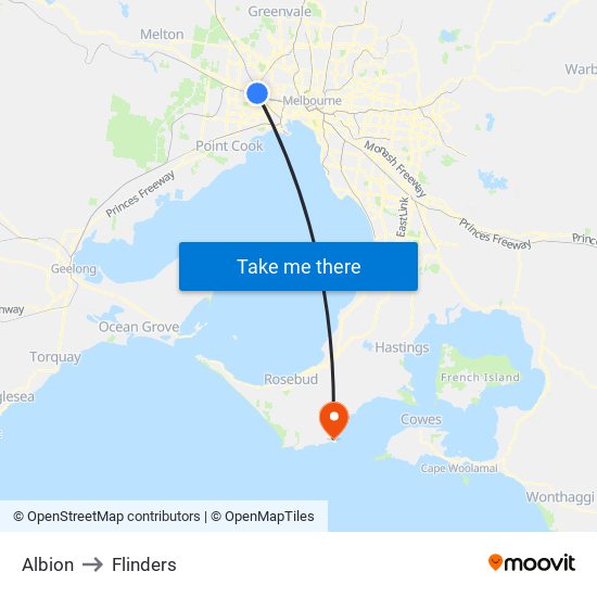 Albion to Flinders map