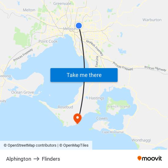 Alphington to Flinders map