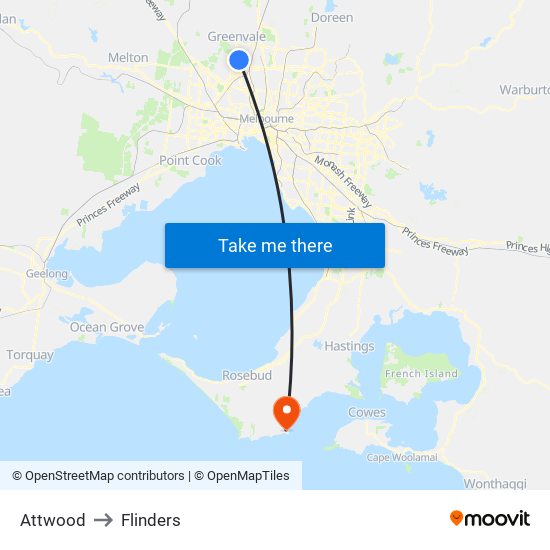 Attwood to Flinders map