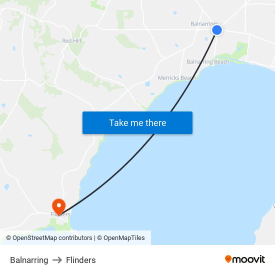 Balnarring to Flinders map