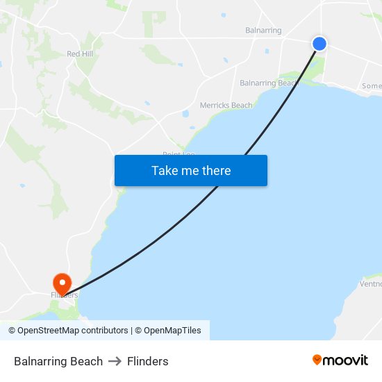 Balnarring Beach to Flinders map