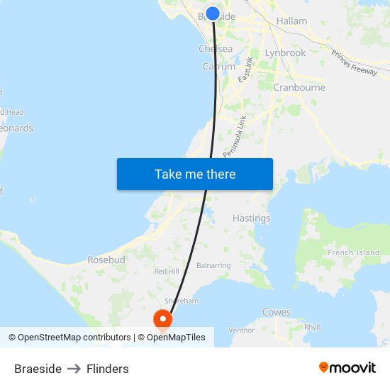 Braeside to Flinders map