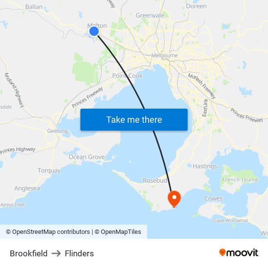 Brookfield to Flinders map