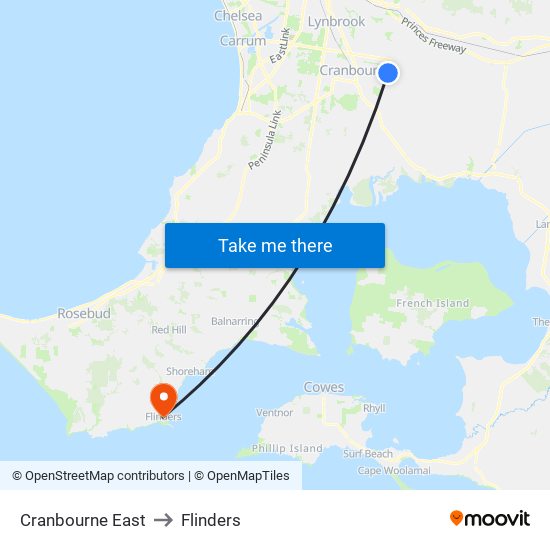 Cranbourne East to Flinders map