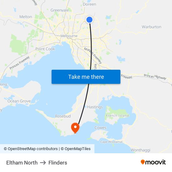 Eltham North to Flinders map