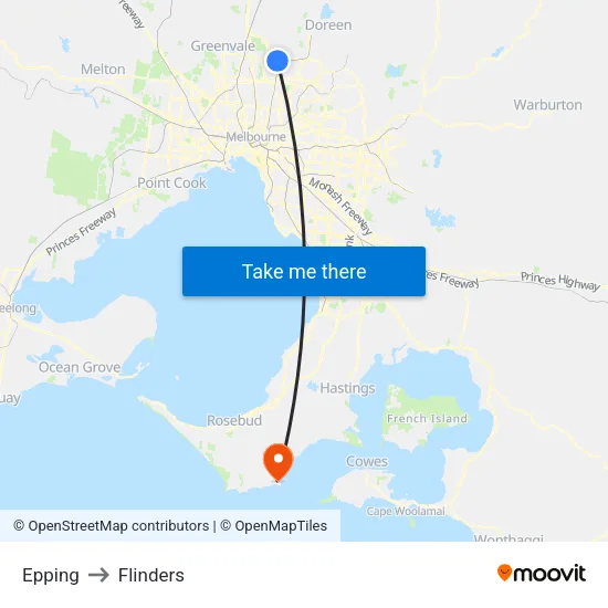 Epping to Flinders map