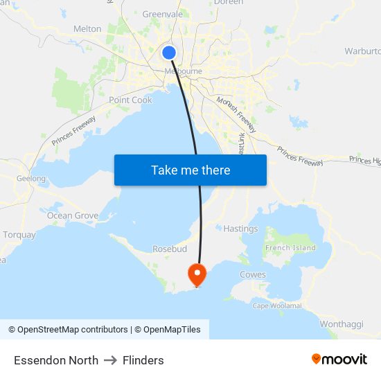 Essendon North to Flinders map