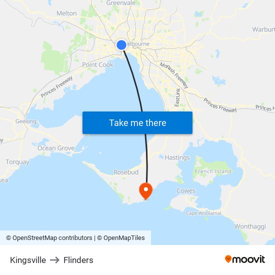 Kingsville to Flinders map