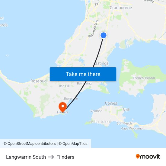 Langwarrin South to Flinders map