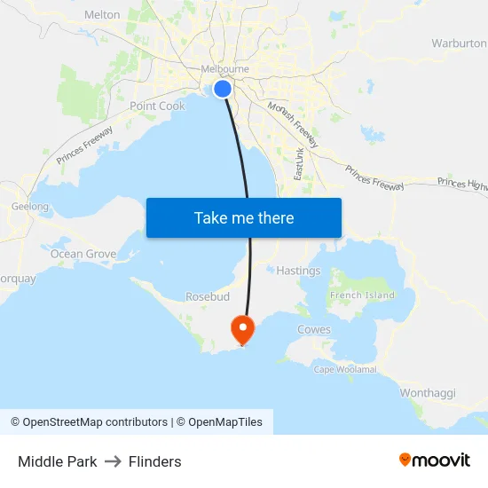 Middle Park to Flinders map