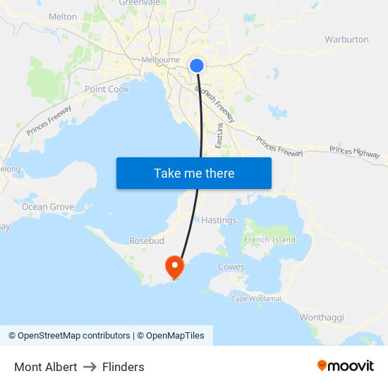 Mont Albert to Flinders map