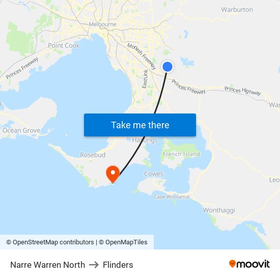 Narre Warren North to Flinders map