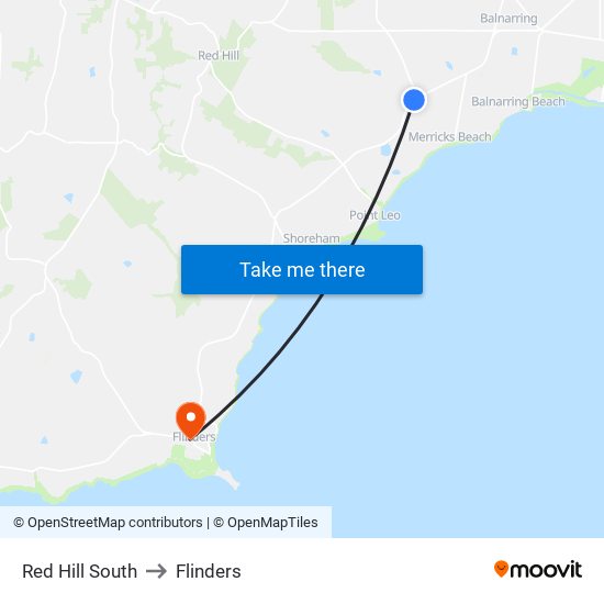 Red Hill South to Flinders map