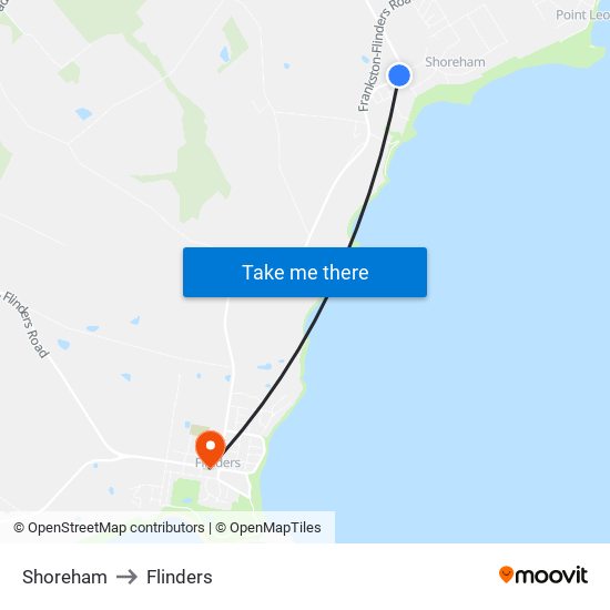 Shoreham to Flinders map