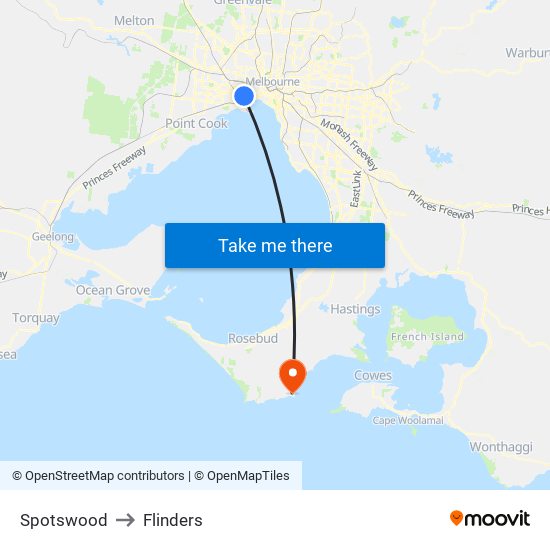 Spotswood to Flinders map