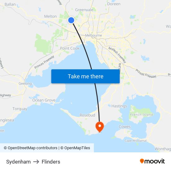 Sydenham to Flinders map