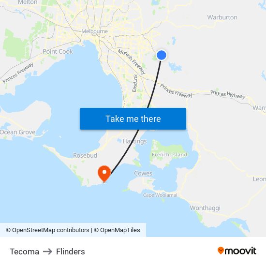 Tecoma to Flinders map
