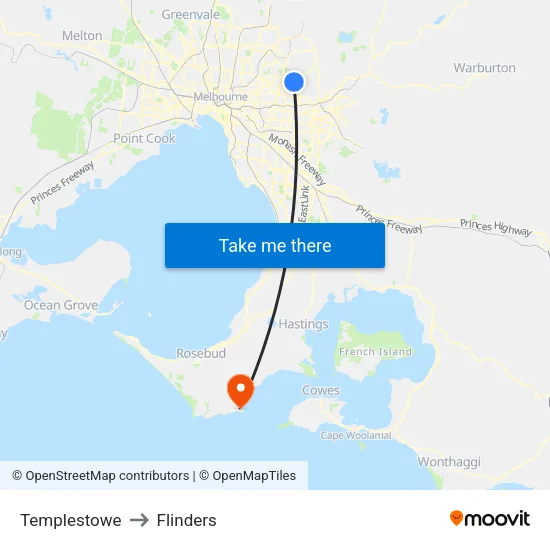 Templestowe to Flinders map