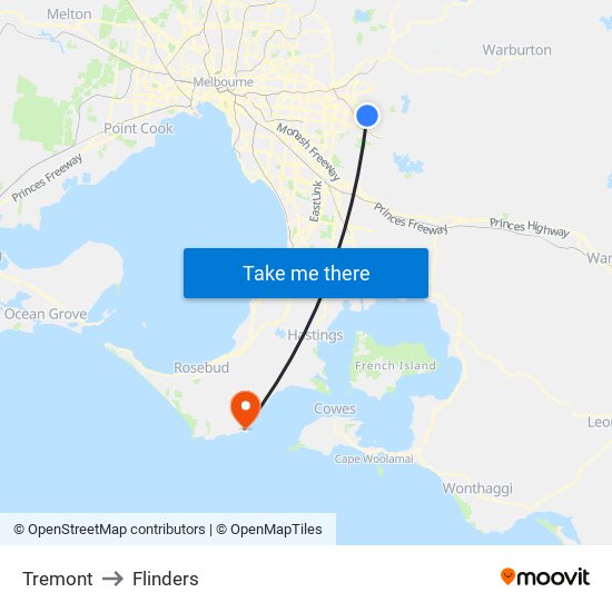 Tremont to Flinders map