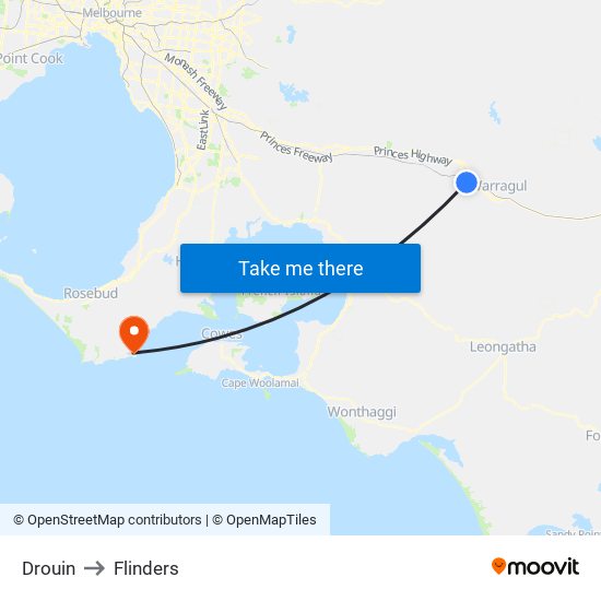 Drouin to Flinders map