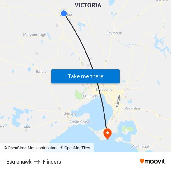 Eaglehawk to Flinders map