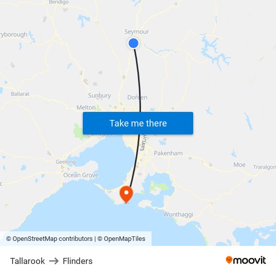Tallarook to Flinders map
