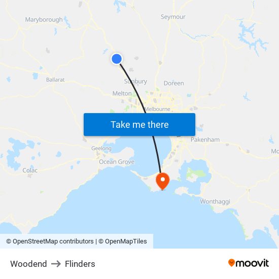 Woodend to Flinders map