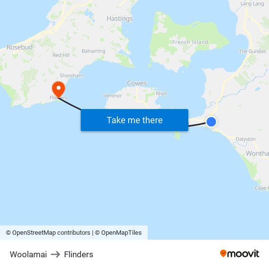 Woolamai to Flinders map